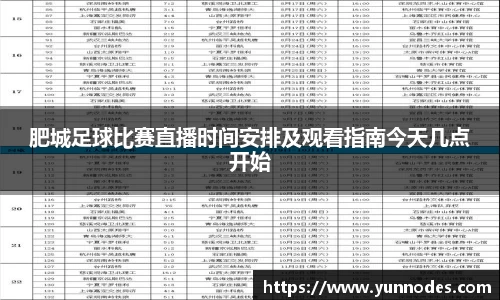 肥城足球比赛直播时间安排及观看指南今天几点开始