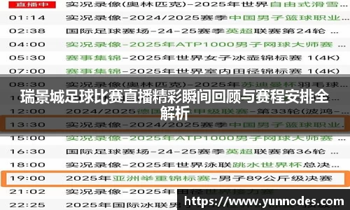 瑞景城足球比赛直播精彩瞬间回顾与赛程安排全解析